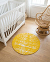 Brighton Stripes Collection Area Rug - Sussex (Yellow) Round Yellow  lifestyle 36