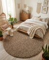 Plush Oasis Collection Area Rug - Serenity (Sandy Brown) Round Sandy Brown  lifestyle 81