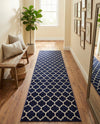 Lattice Gardens Collection Area Rug -  Bloomfield (Dark Blue) Runner Dark Blue  lifestyle 67