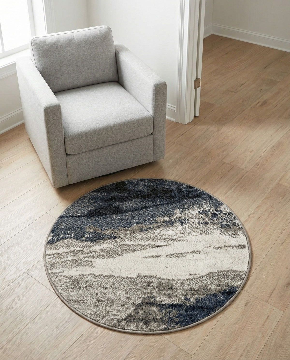 Copenhagen Edge Collection Area Rug - Nyhavn Round Blue  lifestyle 170