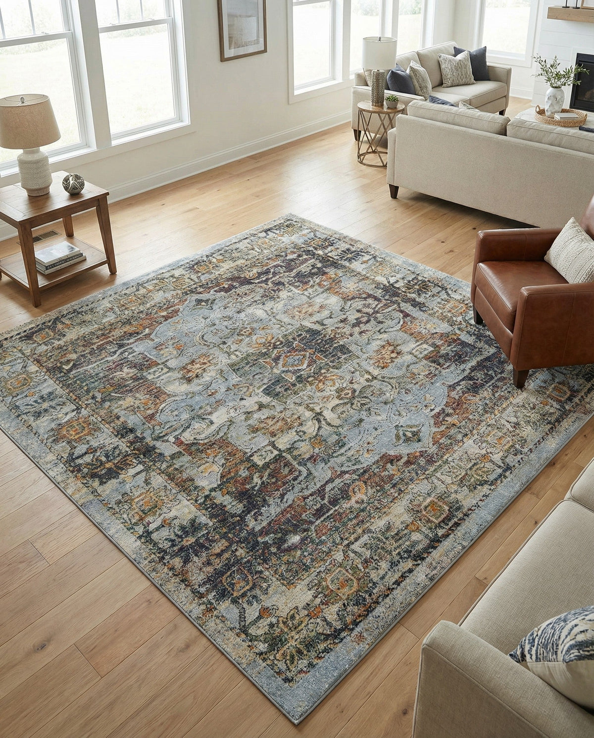 Savannah Soiree Collection Area Rug -  Everglade (Ivory) Square Ivory  lifestyle 51