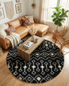 Berber Lattice Shag Collection Area Rug - Atlas (Black and White) Round Black and White  lifestyle 44