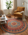 Persian Elegance Collection Area Rug -  Bushehr Round Light Blue  lifestyle 62