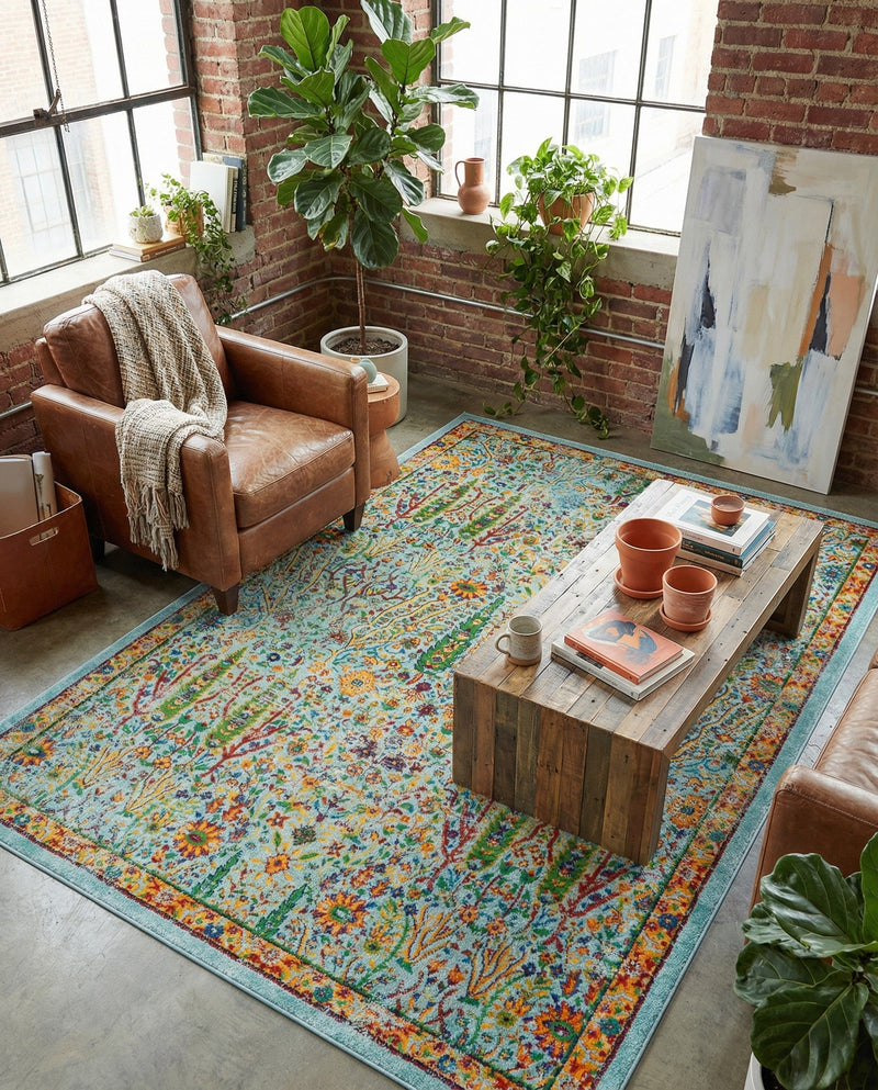 Caribbean Cove Collection Area Rug -  Tobago Rectangle Aqua  lifestyle 58