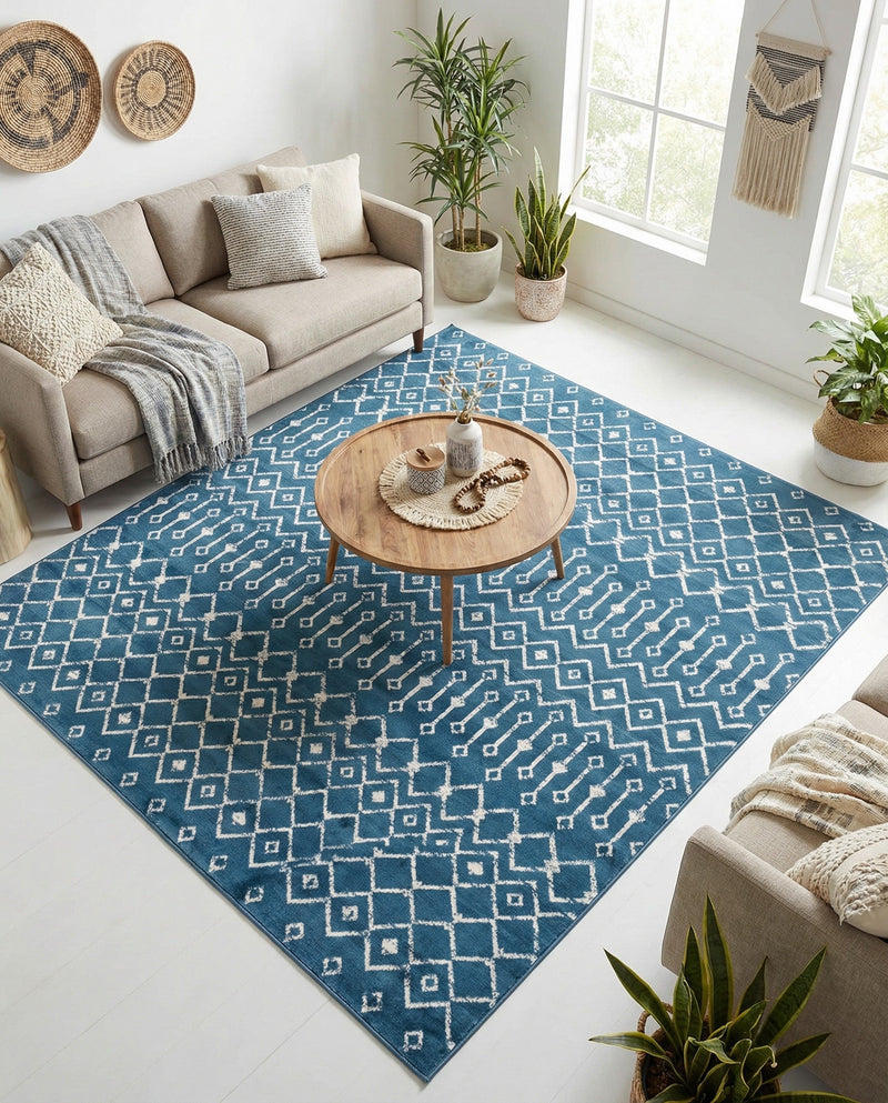 Marrakech Lattice Collection Area Rug - Medina (Blue) Square Blue  lifestyle 36