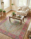 Savannah Threads Collection Area Rug - Charleston Rectangle Ivory Pink  lifestyle 35