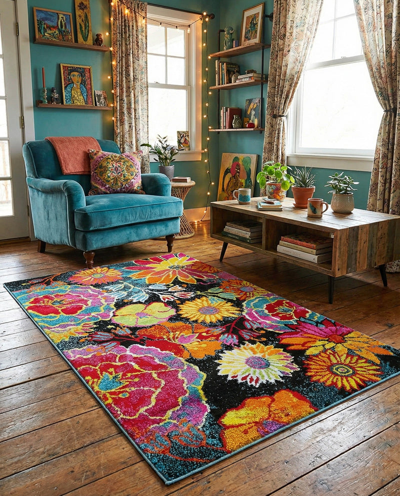 Venetian Elegance Collection Area Rug -  Accademia Rectangle Black  lifestyle 20