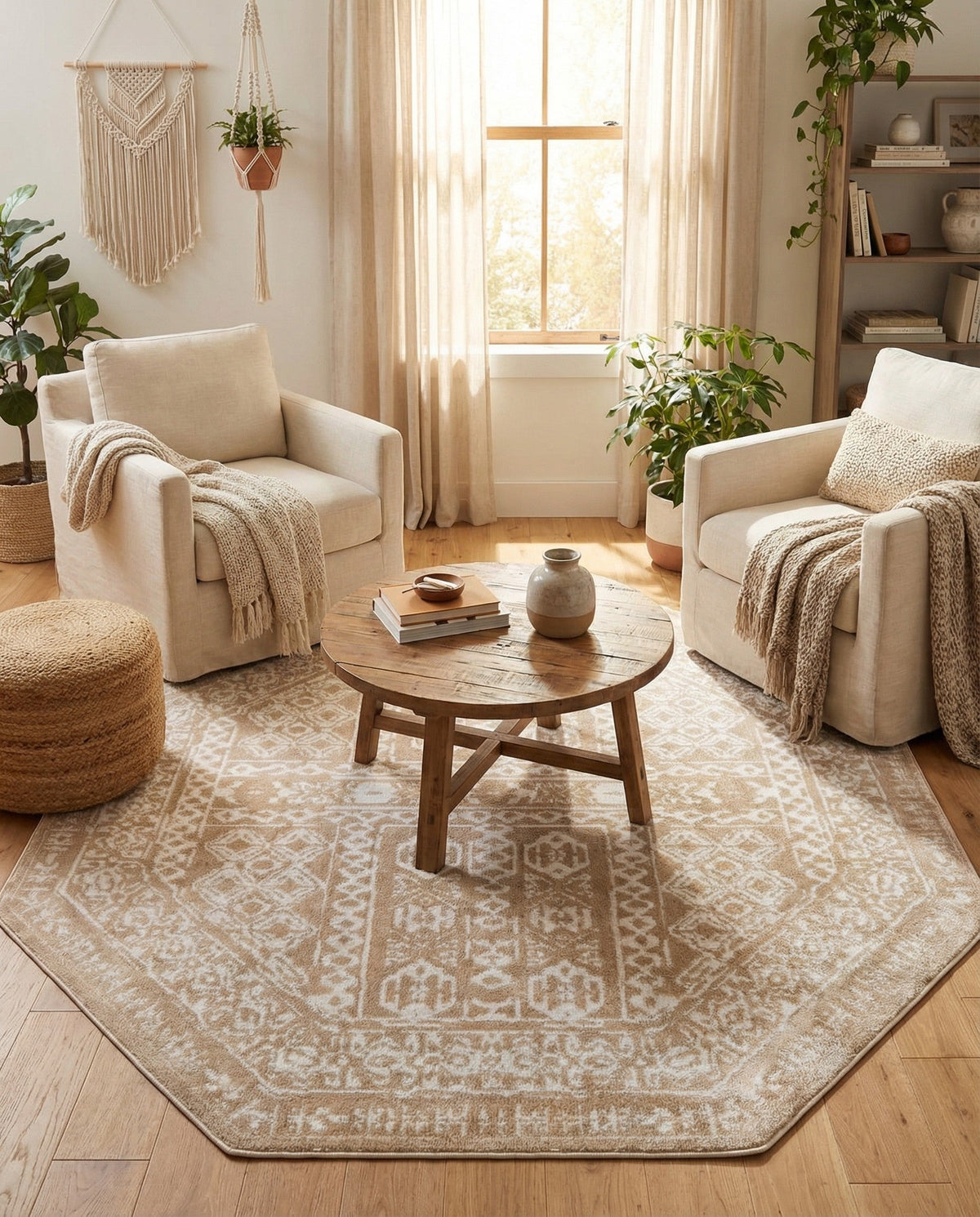 Cambridge Classics Collection Area Rug - Trinity (Beige) Octagon Beige  lifestyle 59
