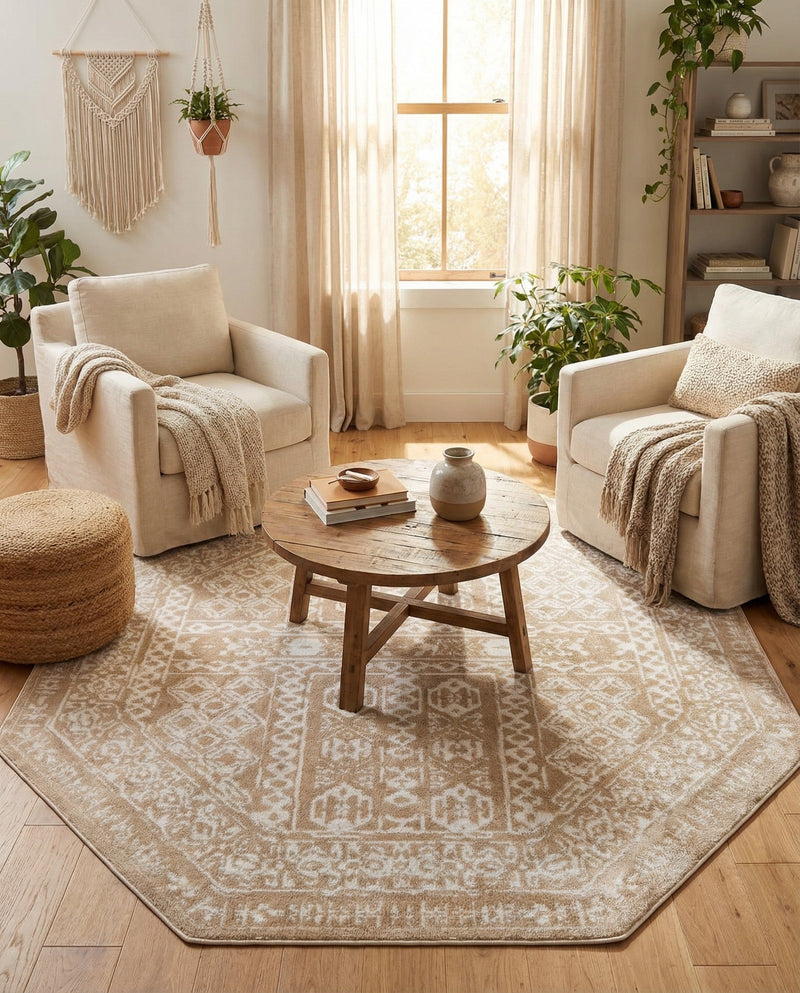 Cambridge Classics Collection Area Rug - Trinity (Beige) Octagon Beige  lifestyle 59