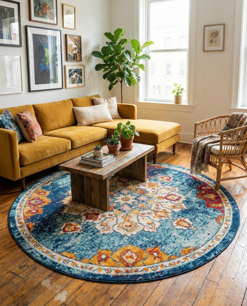 Beverly Grove Collection Area Rug - Melrose (Multi) Round Multi  lifestyle 55
