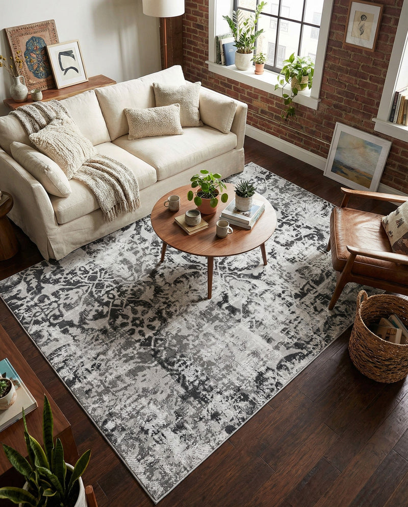 Geneva Terrace Collection Area Rug -  Morges Rectangle Gray  lifestyle 16