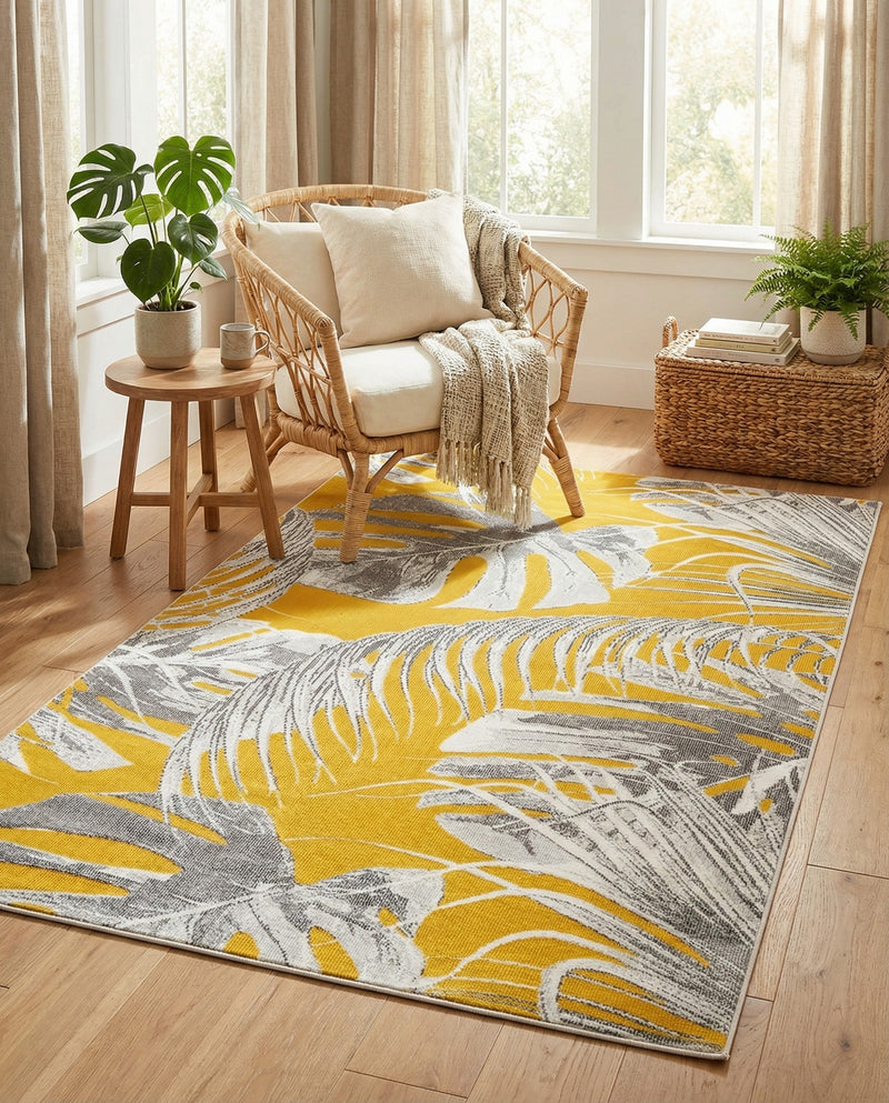 Meadow Breeze Collection Area Rug -  Clover Rectangle Yellow  lifestyle 28