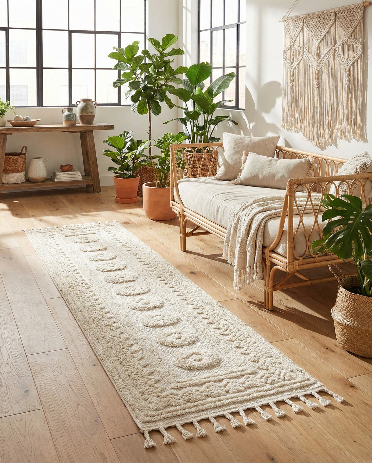 Sahara Chic Collection Area Rug -  Tangier Runner Ivory  lifestyle 139