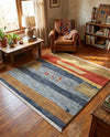 Zagros Oasis Collection Area Rug -  Lordegan Square Blue  lifestyle 45