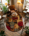 Bistro Lounge Collection Area Rug -  Cappuccino Oval Multi  lifestyle 41