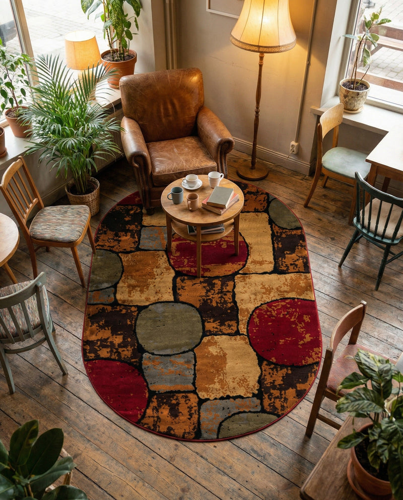 Bistro Lounge Collection Area Rug -  Cappuccino Oval Multi  lifestyle 41