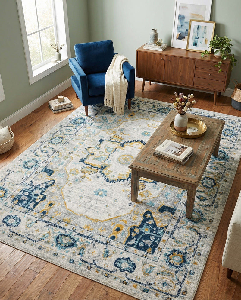 Parisian Elegance Collection Area Rug - Versailles (Gray) Rectangle Gray  lifestyle 18