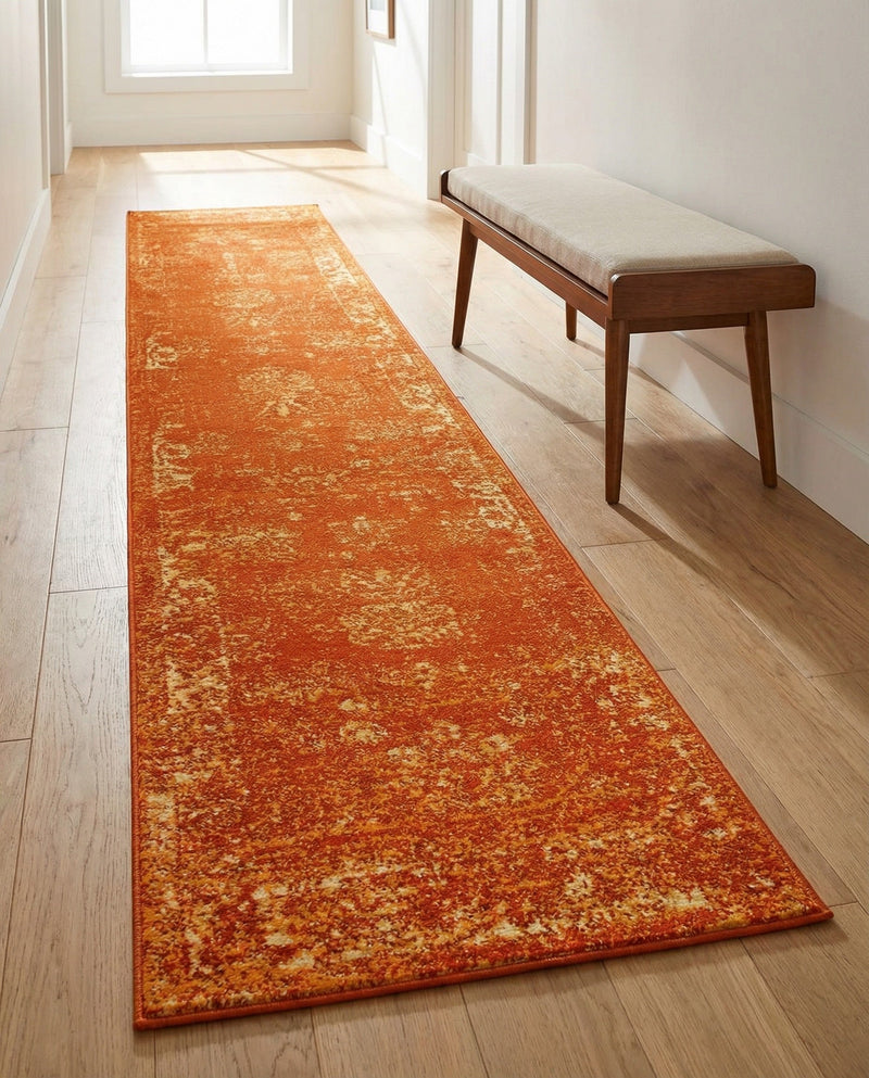 Riviera Elegance Collection Area Rug - Antibes (Orange) Runner Orange  lifestyle 68