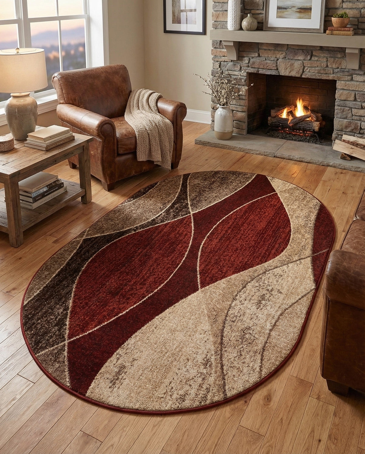 Autumn Meadow Collection Area Rug -  Emberglow Oval Multi  lifestyle 71