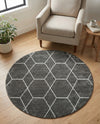 Trellis Mosaic Collection Area Rug - Arborville (Dark Gray) Round Dark Gray  lifestyle 79