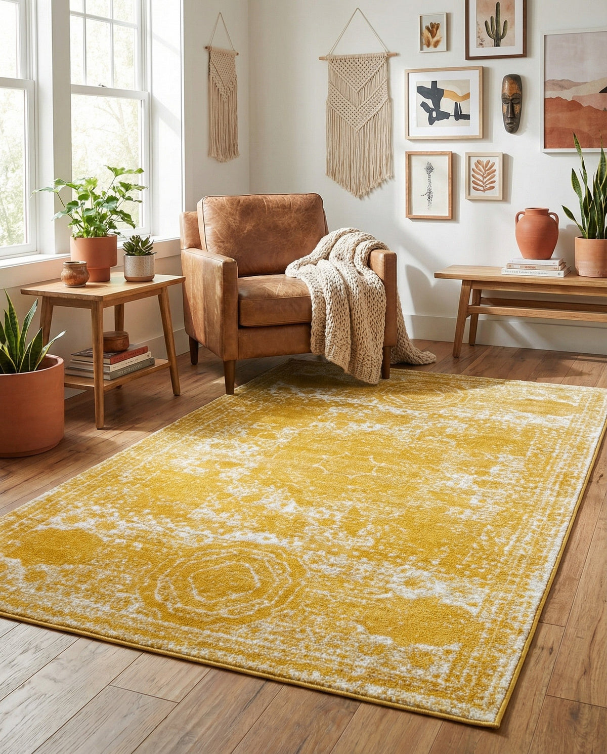 Dover Terrace Collection Area Rug -  Lagoon (Yellow) Rectangle Yellow  lifestyle 20
