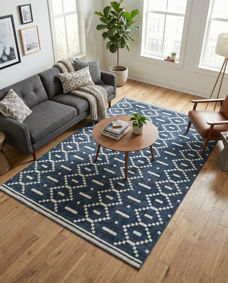 Copenhagen Edge Collection Area Rug -  Tivoli Rectangle Blue  lifestyle 50