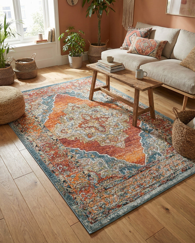 Savannah Soiree Collection Area Rug - Serengeti (Rust Red) Rectangle Rust Red  lifestyle 12