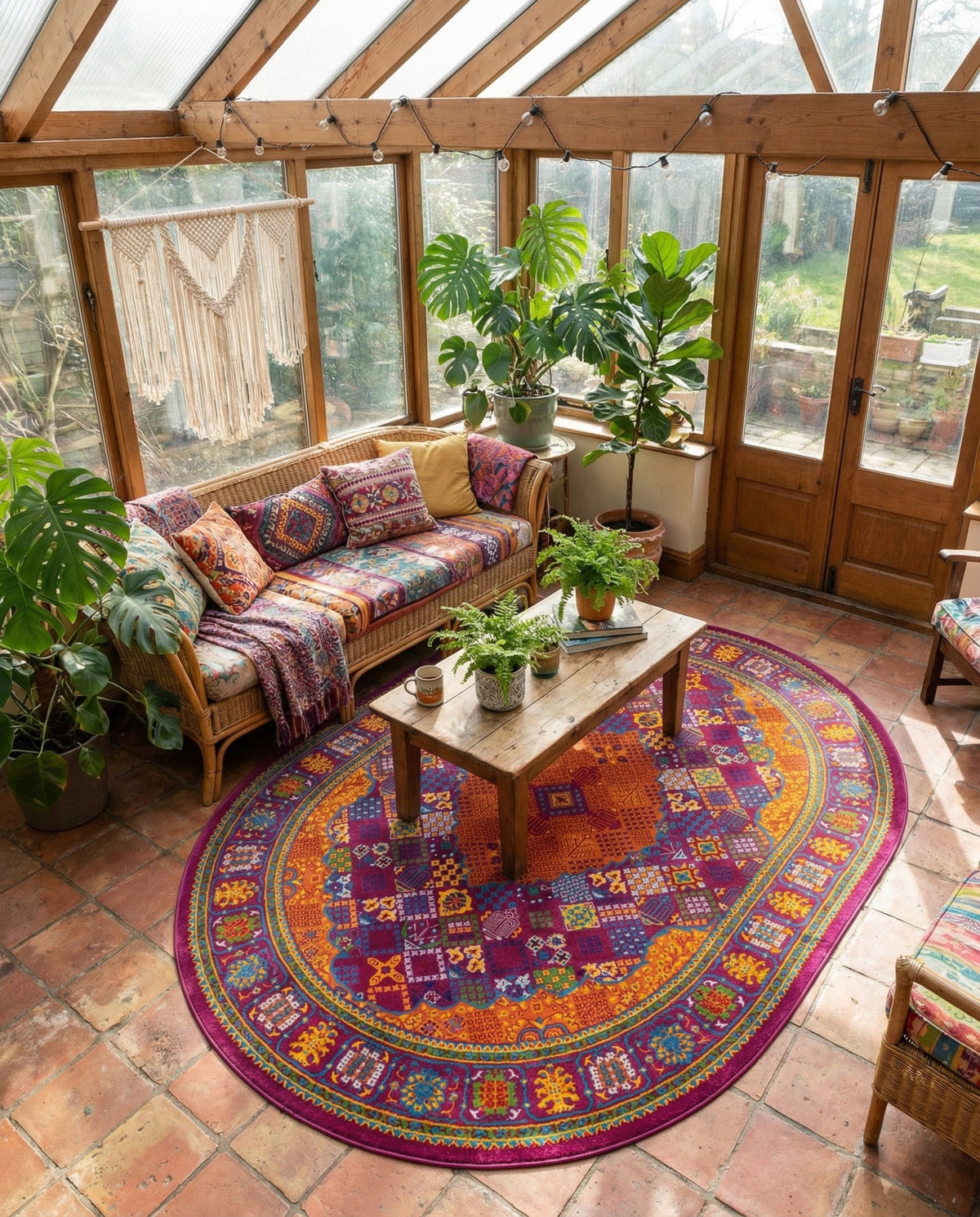 Caribbean Cove Collection Area Rug -  Mustique Oval Fuchsia  lifestyle 70