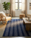 Hampton Stripes Wool Collection Area Rug - Montauk Rectangle Cobalt Blue  lifestyle 45