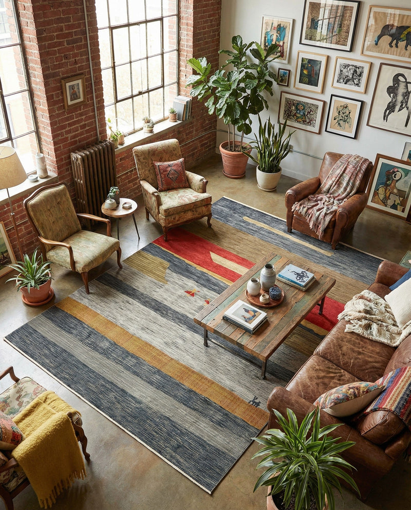 Zagros Oasis Collection Area Rug -  Lordegan Rectangle Blue  lifestyle 14