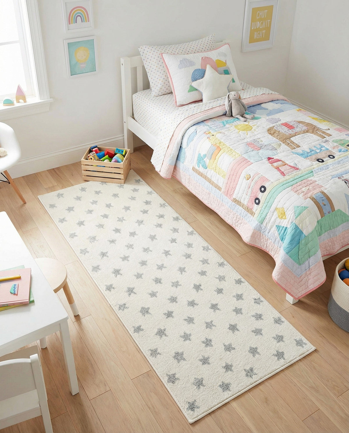 Wonder Tykes Collection Area Rug -  Mosaic Runner Daisy White  lifestyle 152