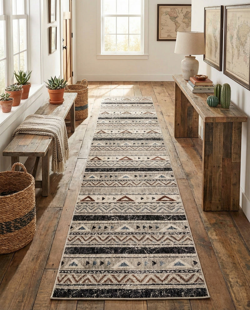 Desert Modern Eco Rug Series Collection Area Rug -  Arches Runner Gray  lifestyle 49