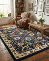 Tabriz Tapestry Collection Area Rug - Sahand (Navy Blue) Rectangle Navy Blue  lifestyle 11