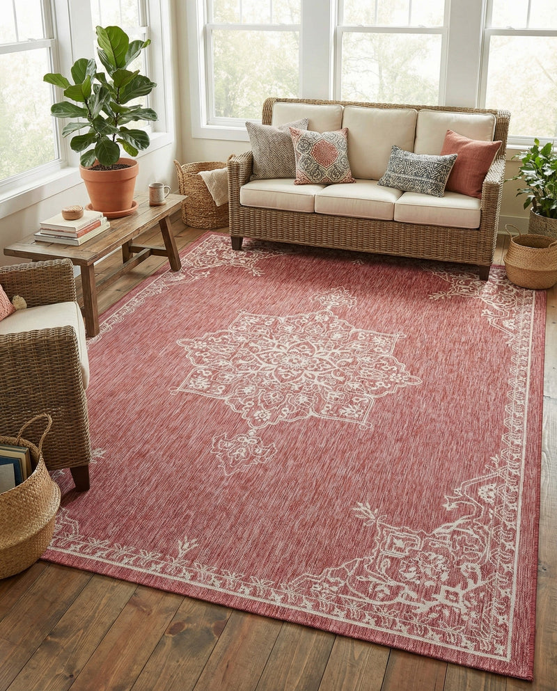 Patio Heritage Collection Area Rug -  Charleston (Rust Red) Rectangle Rust Red  lifestyle 3