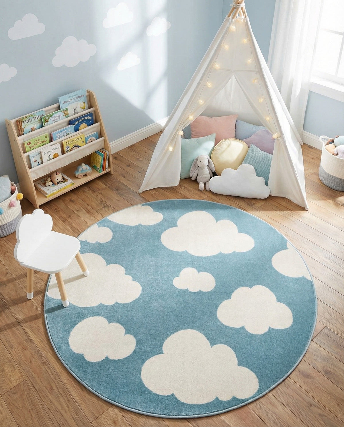 Wonder Tykes Collection Area Rug -  Dreamview Round Sky blue  lifestyle 106