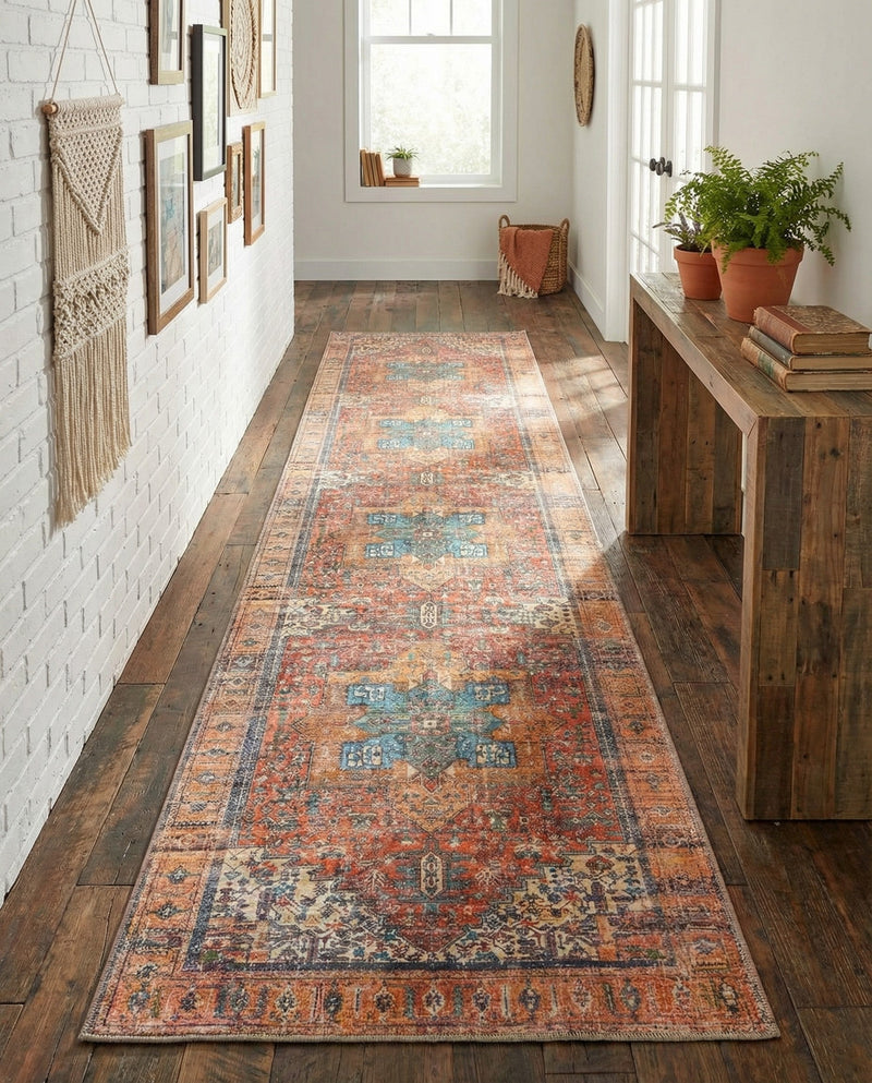Heritage Elegance Collection Area Rug -  Windsor (Rust Red) Runner Rust Red  lifestyle 72