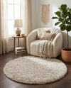 Eternal Plush Oasis Collection Area Rug -  Tranquility (Linen) Round Linen  lifestyle 68