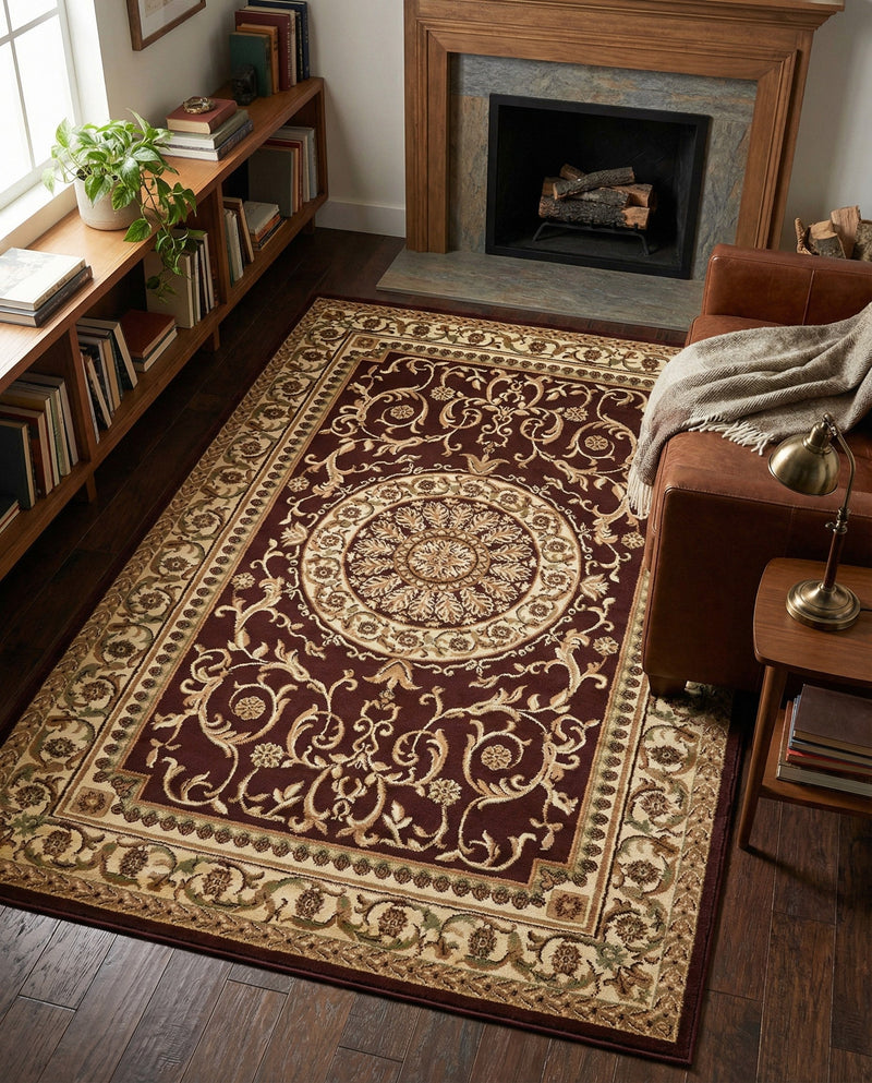 Versailles Elegance Collection Area Rug -  Montreuil Rectangle Brown  lifestyle 18