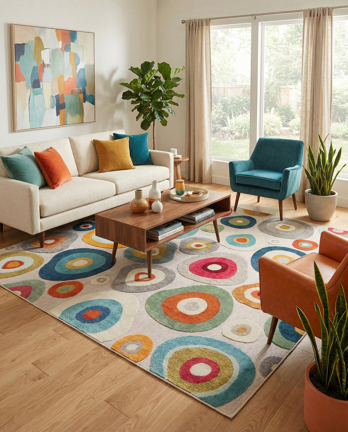 Outdoor Marrakesh Collection Area Rug -  Chefchaouen Square Multi Beige  lifestyle 139