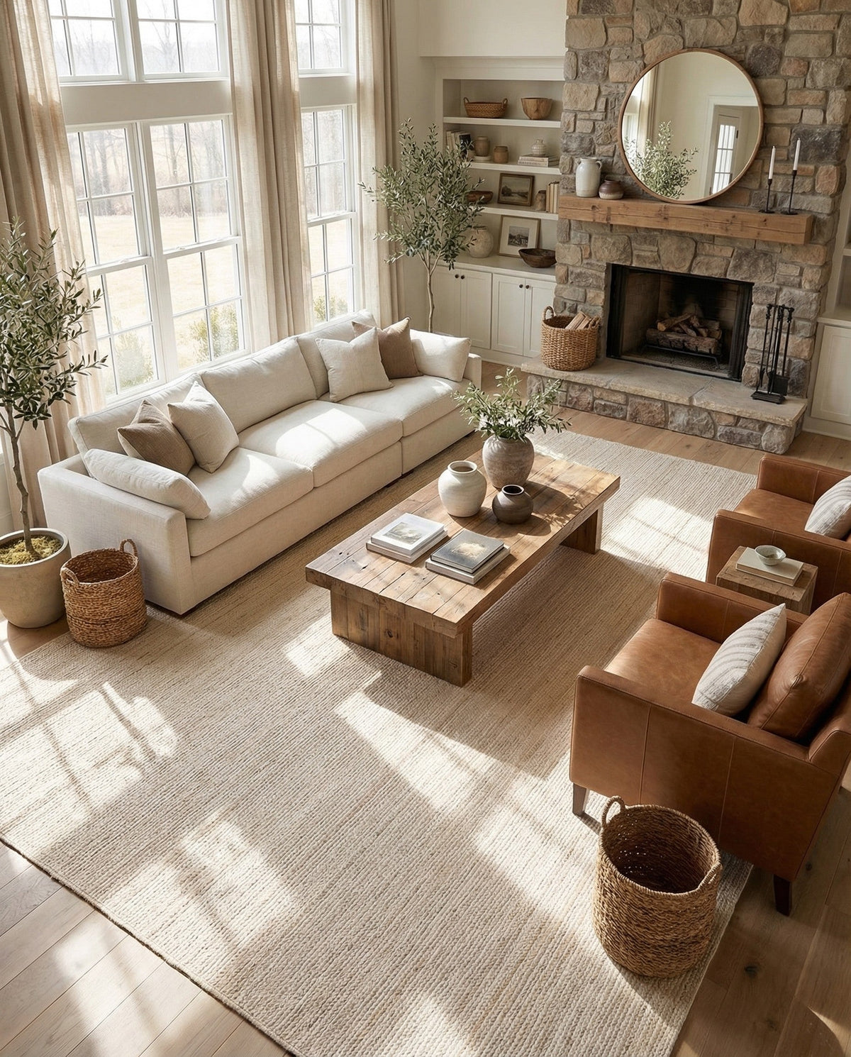 Woven Seaside Jute Collection Area Rug - Savannah (White) Rectangle White  lifestyle 26