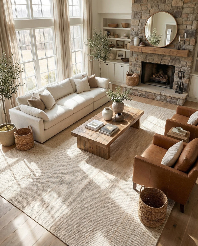 Woven Seaside Jute Collection Area Rug - Savannah (White) Rectangle White  lifestyle 26