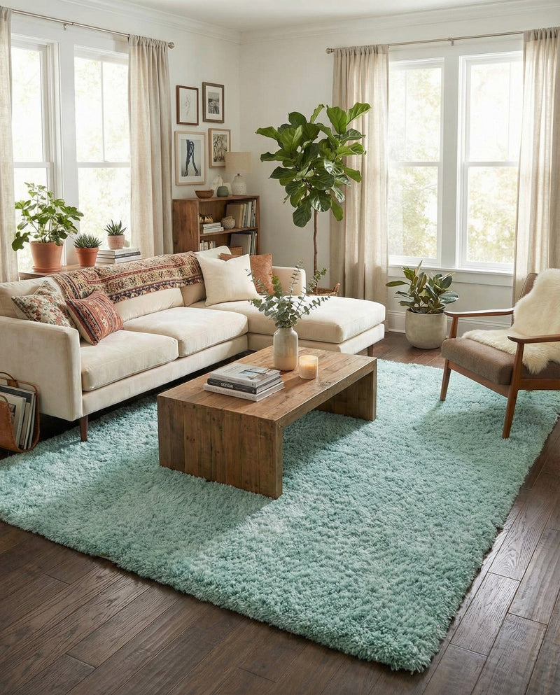 Eternal Plush Oasis Collection Area Rug -  Tranquility (Cyan) Rectangle Cyan  lifestyle 17