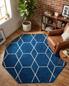 Trellis Mosaic Collection Area Rug - Arborville (Navy Blue) Octagon Navy Blue  lifestyle 86
