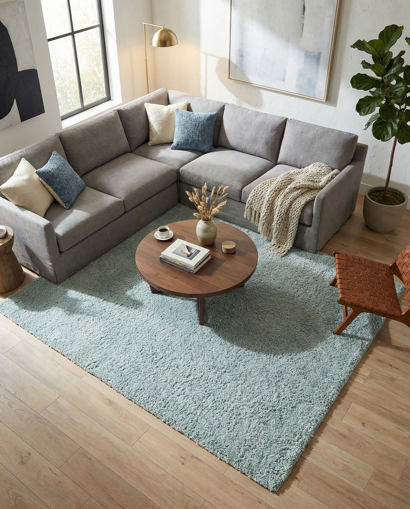 Cozy Comfort Shag Collection Area Rug - Haven (Sage Green) Rectangle Sage Green  lifestyle 20