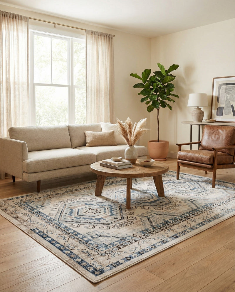 Savannah Elegance Collection Area Rug -  Tybee (Gray Blue) Rectangle Gray Blue  lifestyle 11
