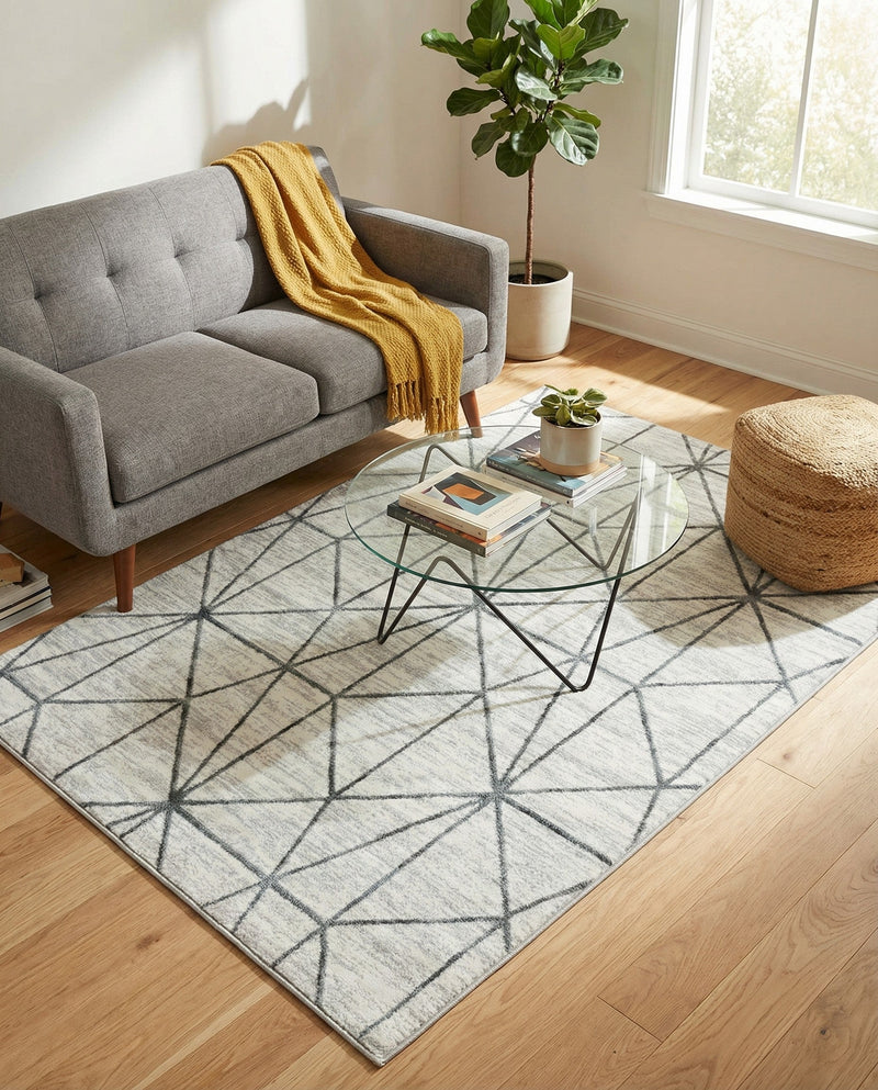 Garden Maze Retreat Collection Area Rug -  Arborlane Rectangle White  lifestyle 31