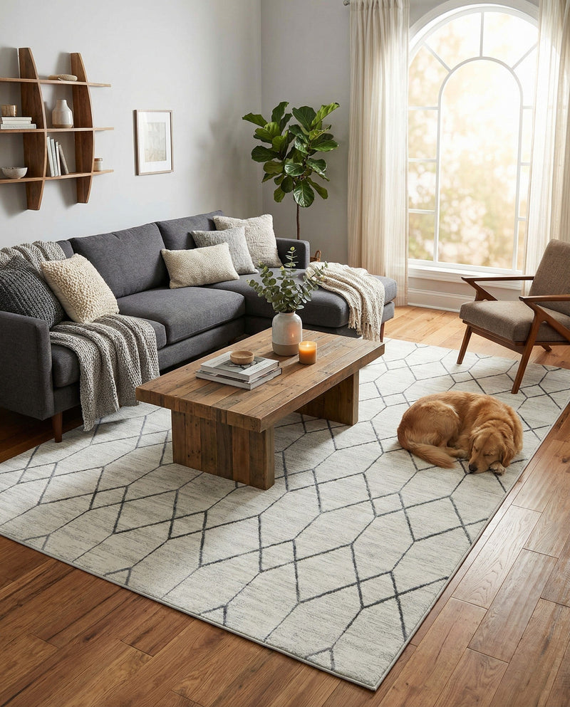 Garden Maze Retreat Collection Area Rug -  Greenbower Rectangle White  lifestyle 27