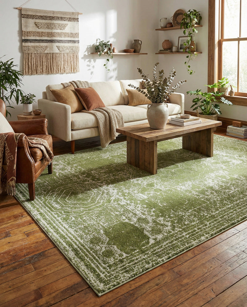 Dover Terrace Collection Area Rug -  Lagoon (Green) Rectangle Green  lifestyle 12