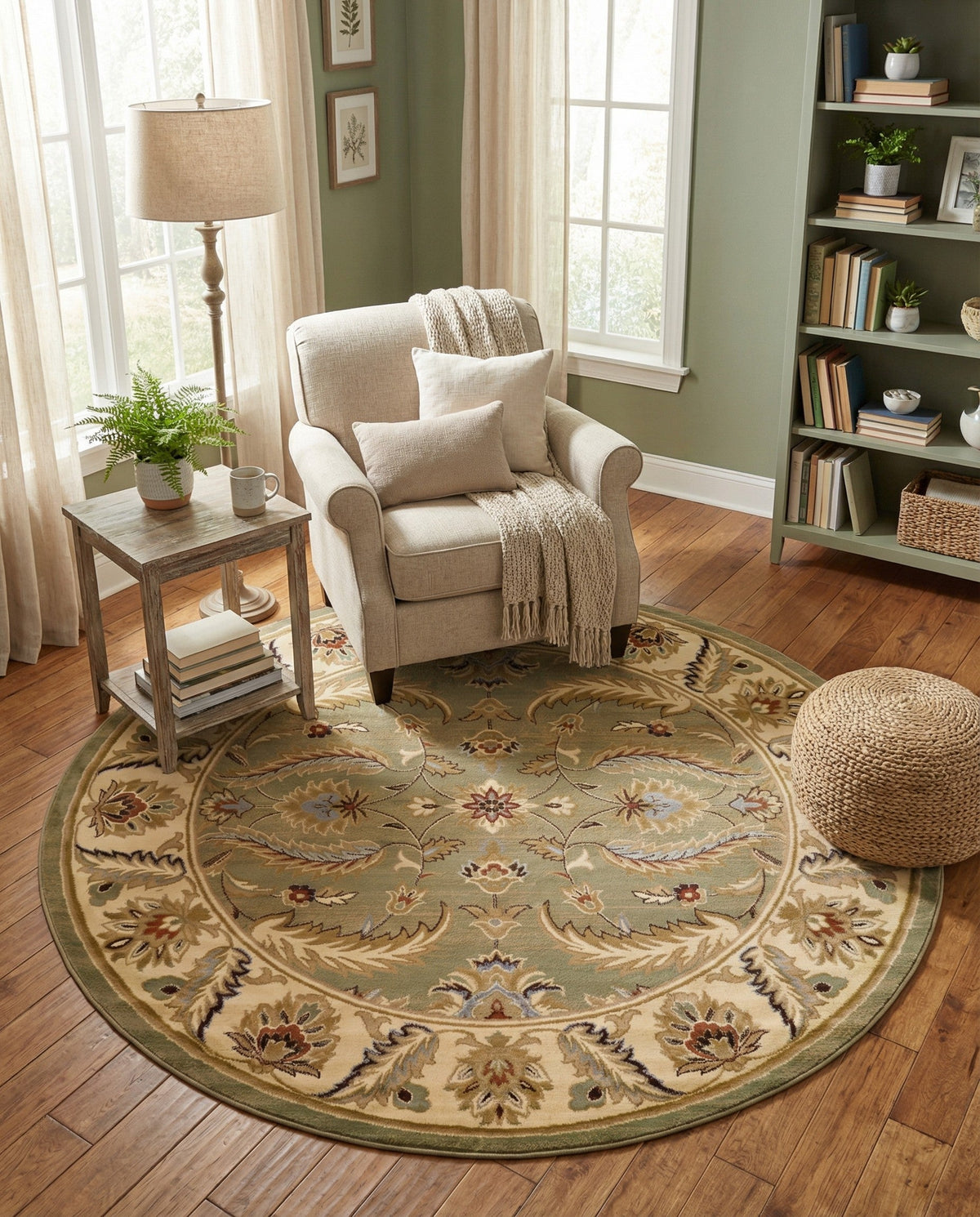 Jaipur Elegance Collection Area Rug -  Lal Round Green  lifestyle 152