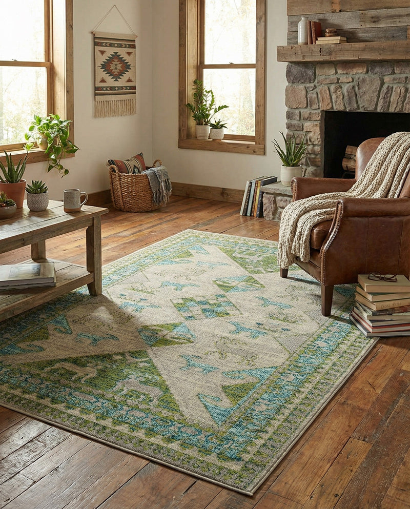 Sedona Vista Collection Area Rug -  Nolina Rectangle Green  lifestyle 38